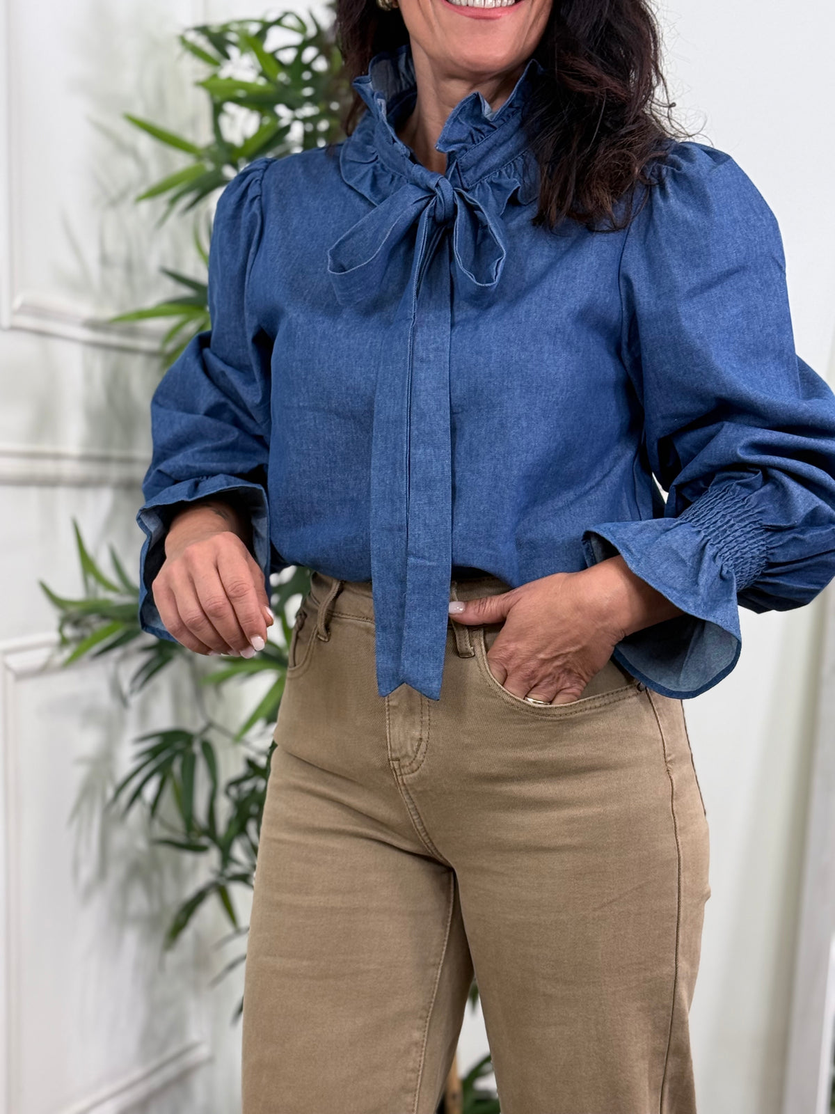CAMISA CAPRICA DENIM CUELLO