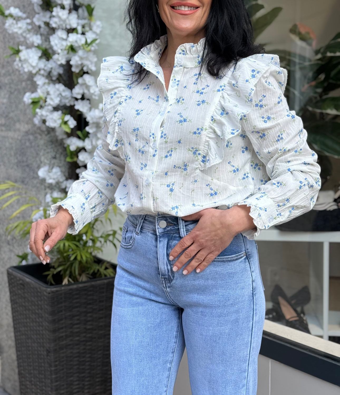 CAMISA FLOR AZUL