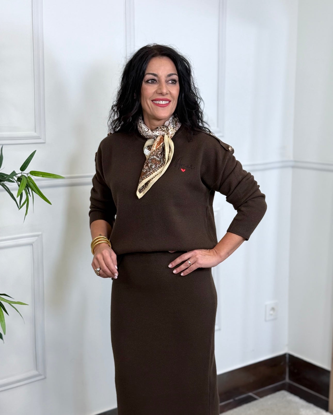 CONJUNTO AMOR PUNTO CHOCOLATE