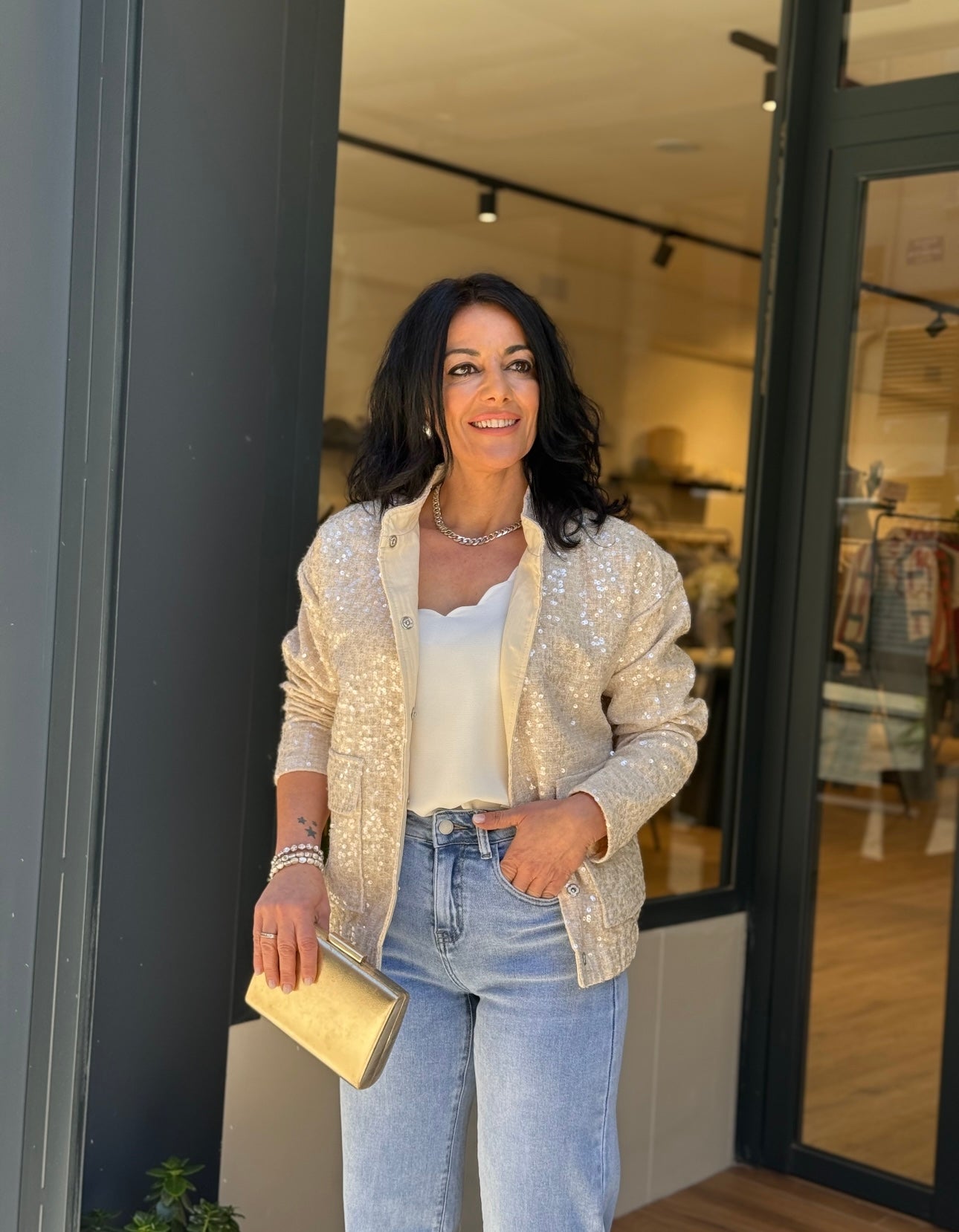 BOMBER GLITTER BEIGE