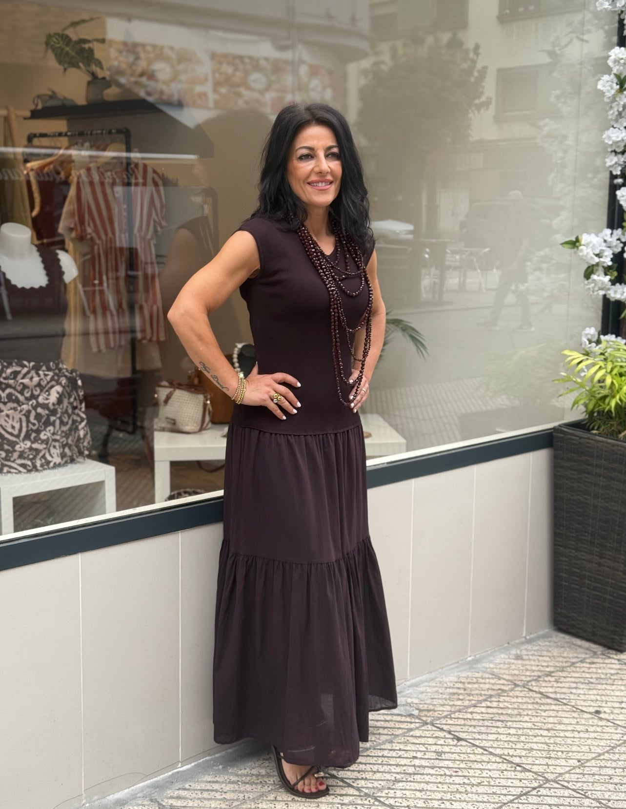 VESTIDO ROMO CHOCOLATE