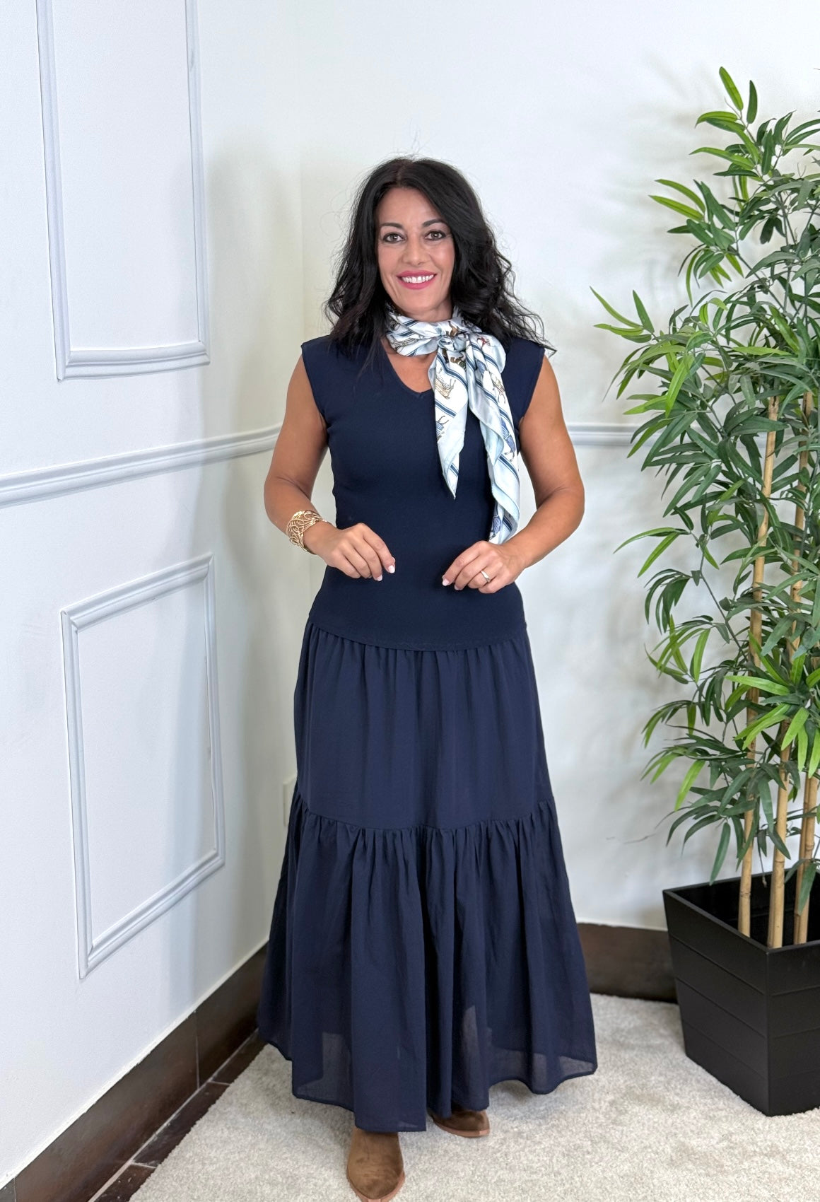 VESTIDO ROMO AZUL MARINO