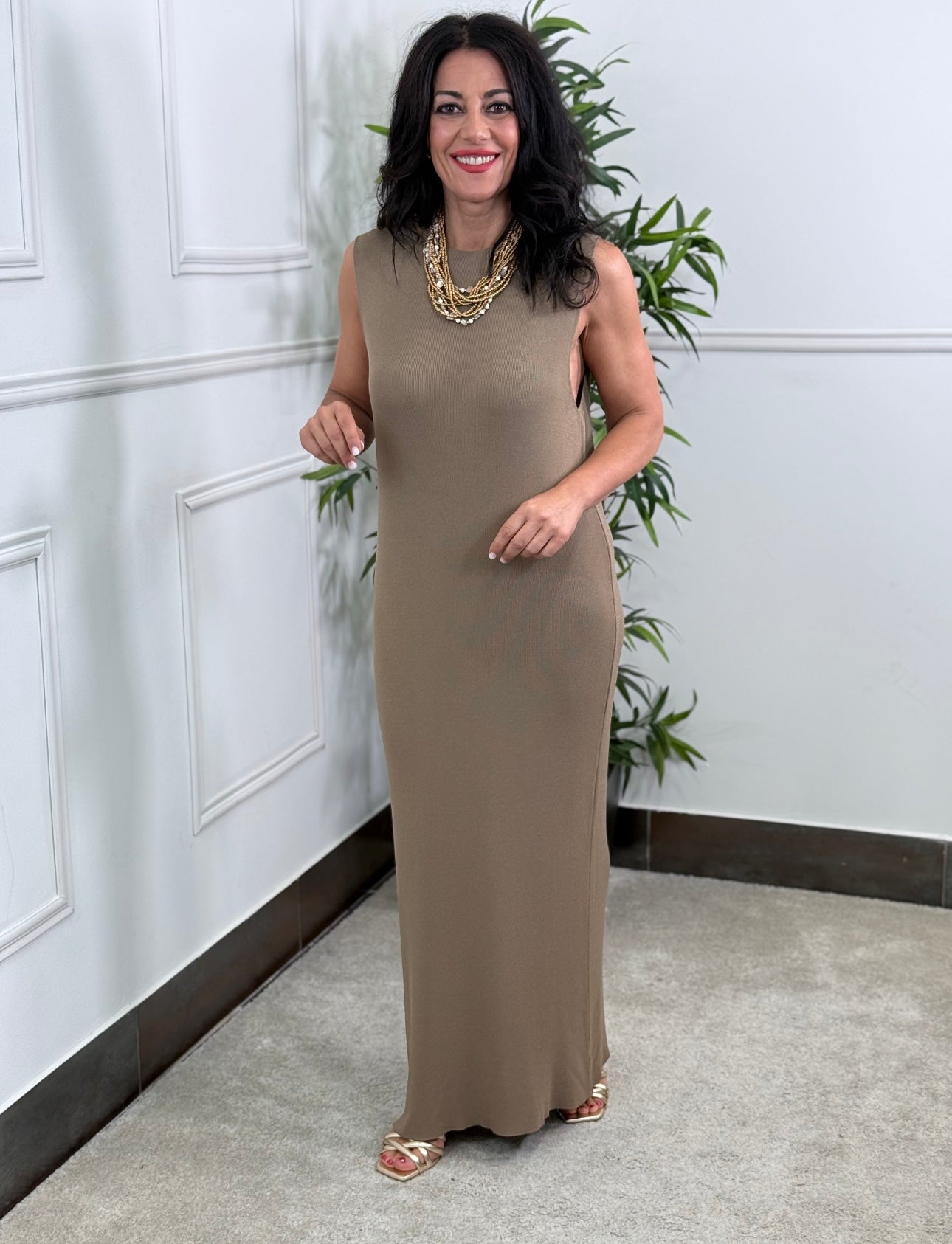 VESTIDO PUNTO DUTTY CAMEL