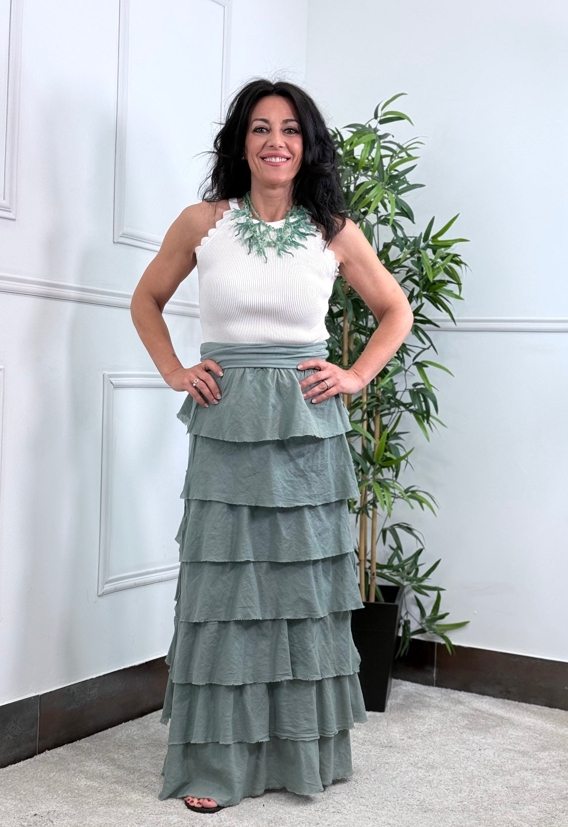 FALDA BOHO VERDE