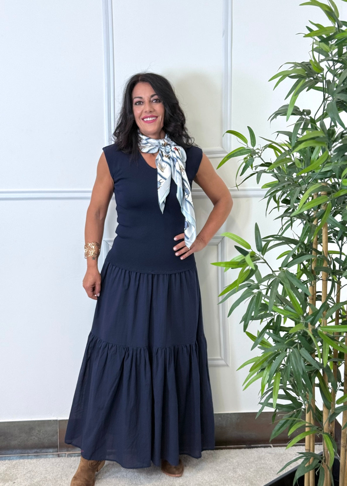 VESTIDO ROMO AZUL MARINO