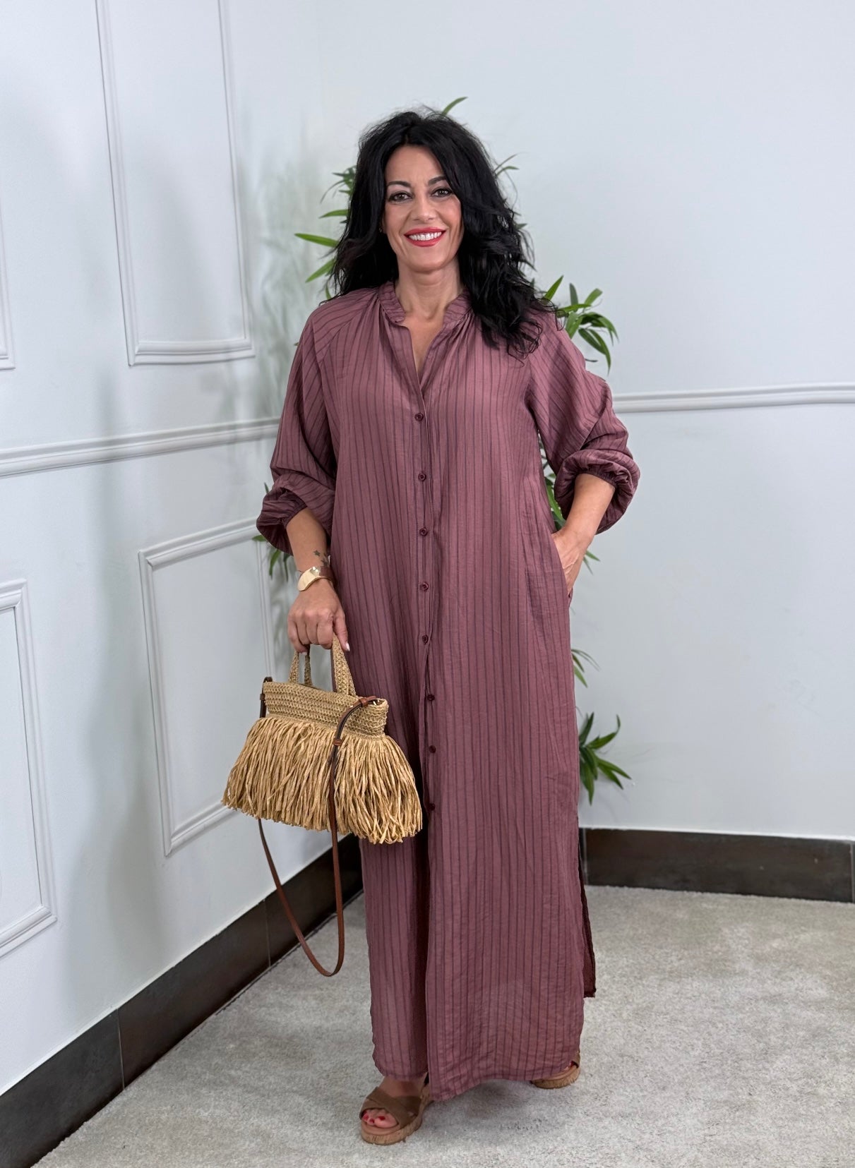 VESTIDO KIMONO CALIMA BURDEOS