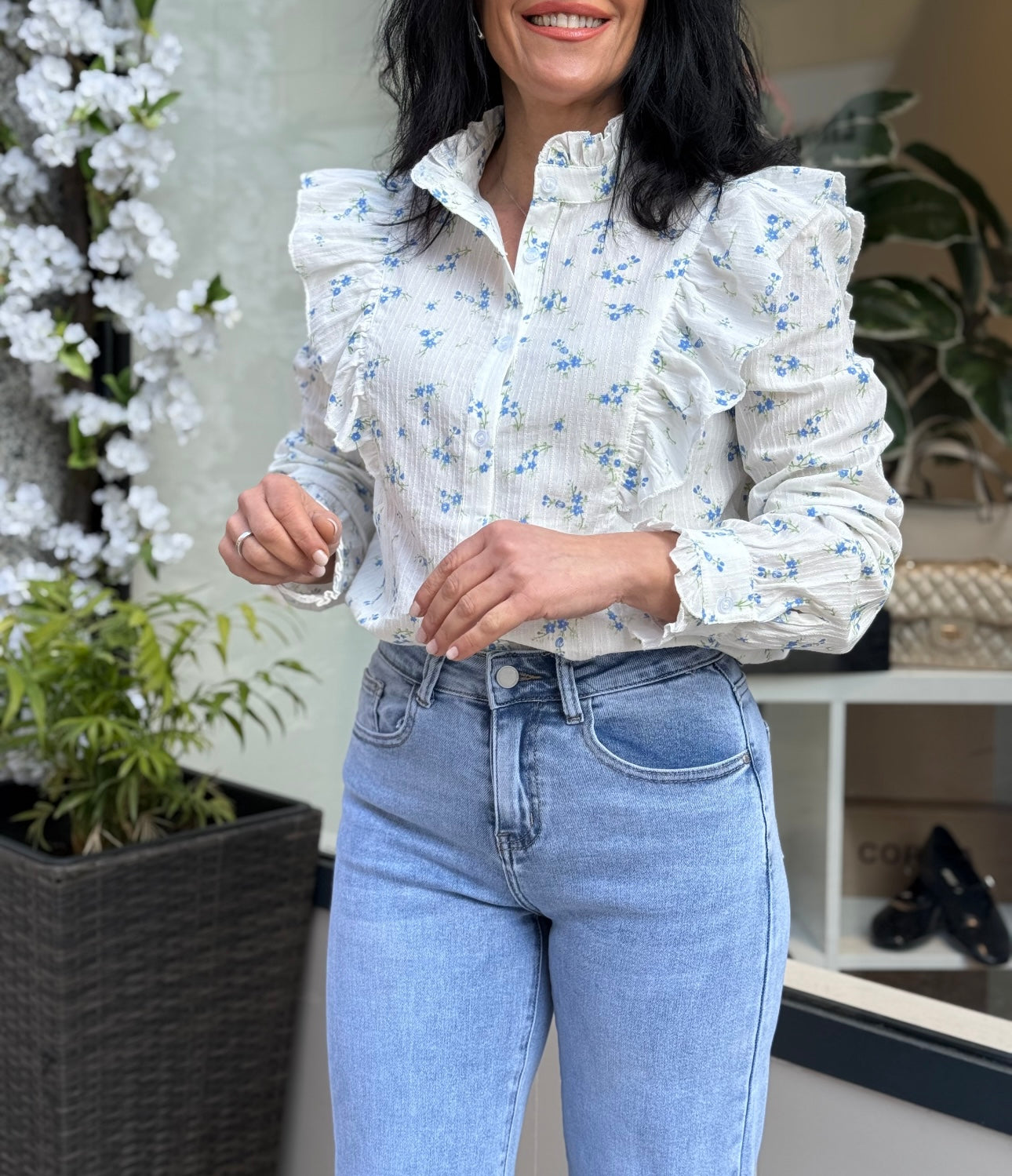 CAMISA FLOR AZUL