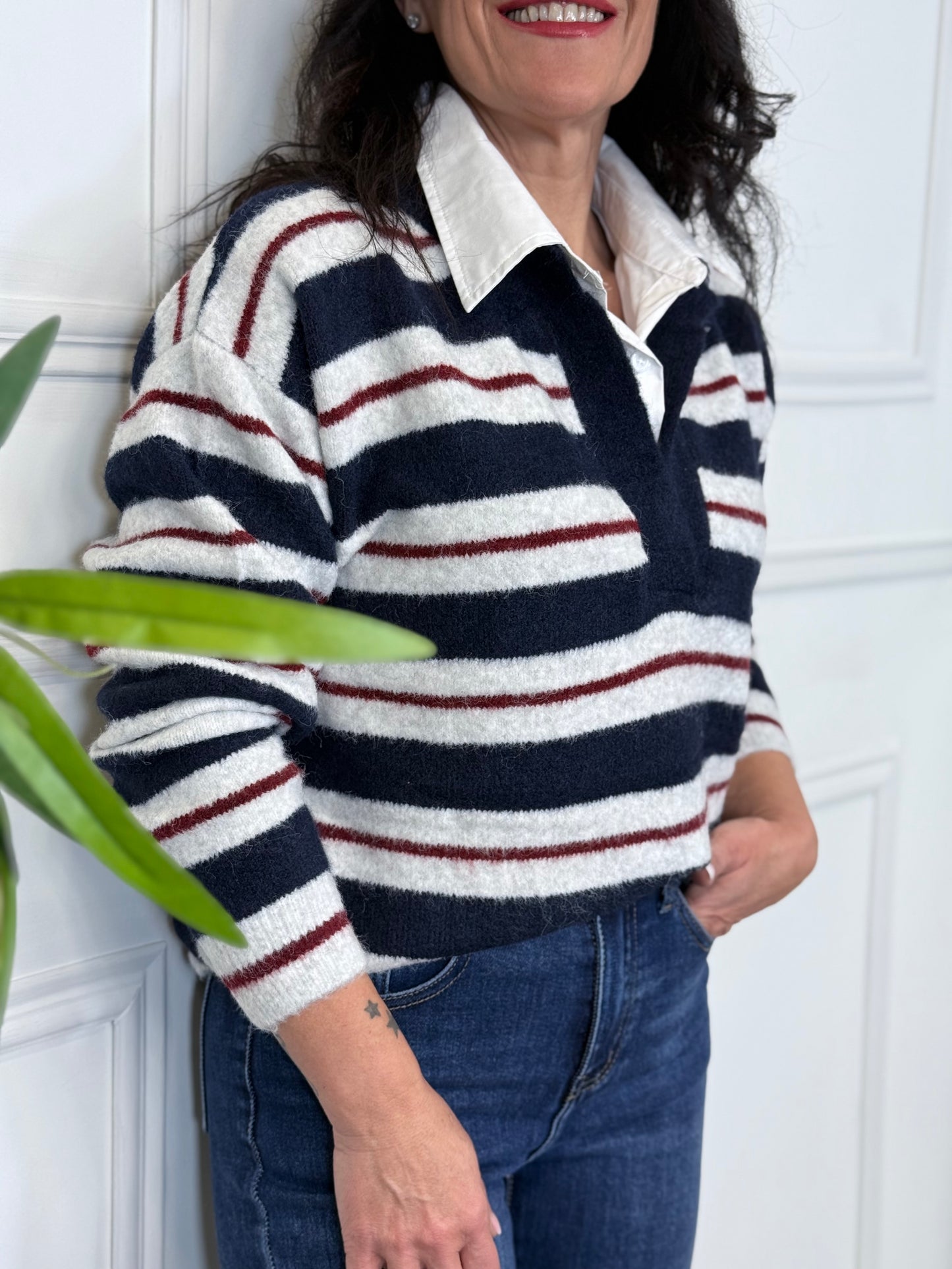 JERSEY STRIPE AZUL MARINO