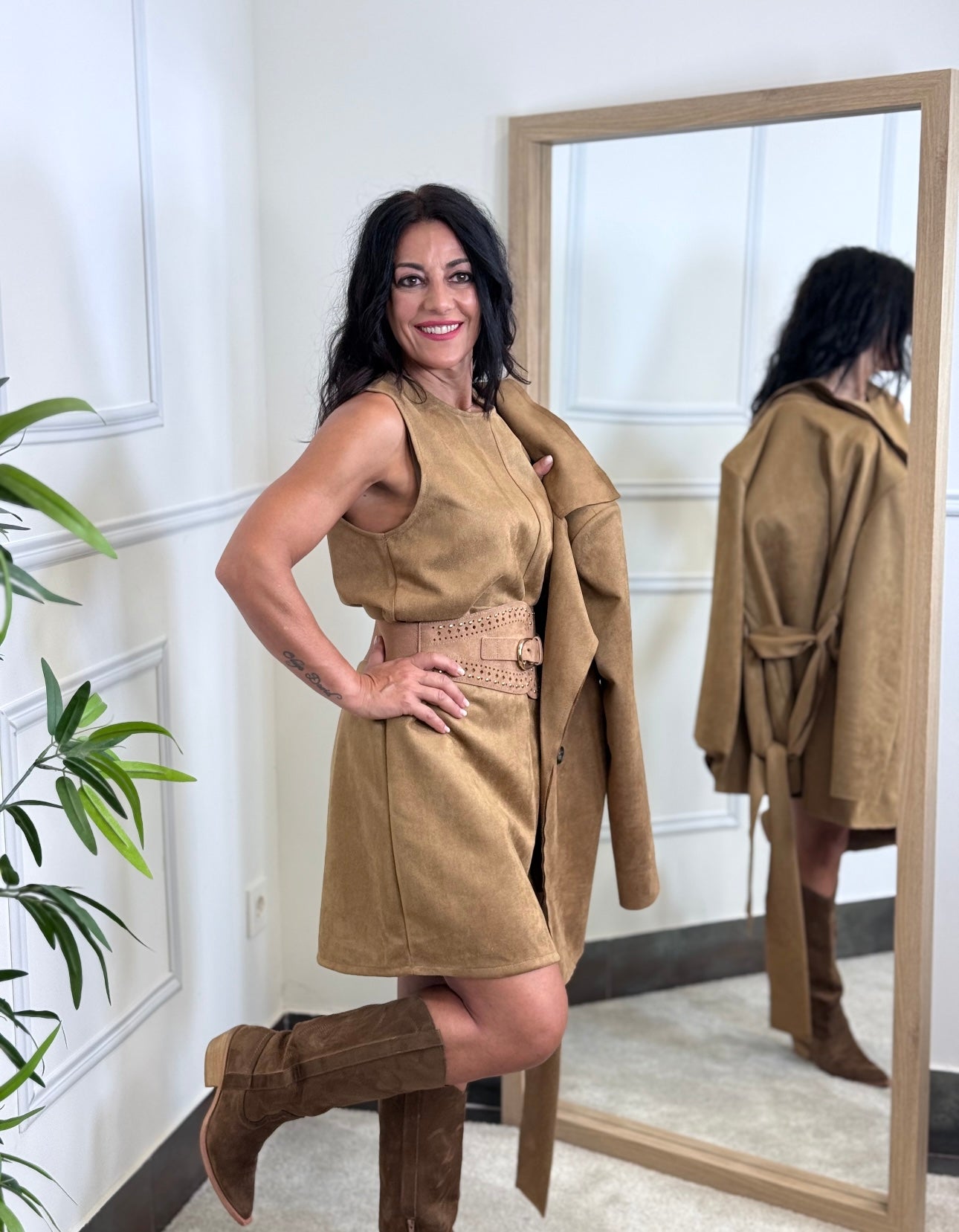 VESTIDO MINI ANTELINA CAMEL