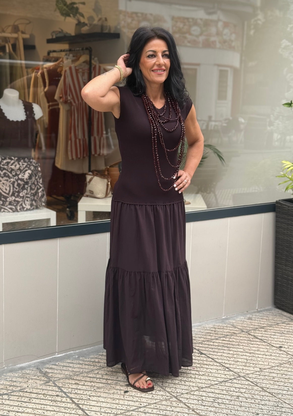 VESTIDO ROMO CHOCOLATE