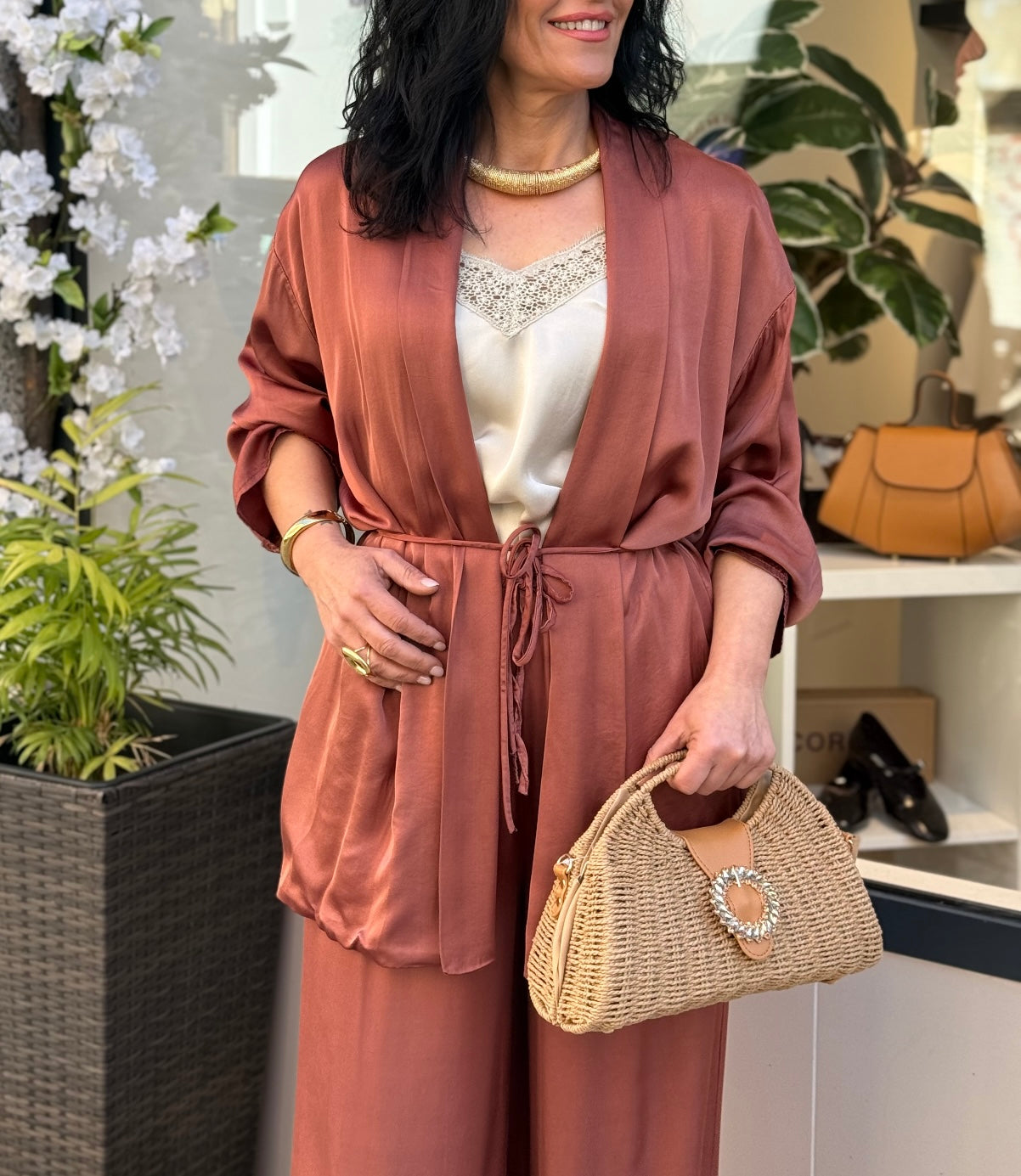 KIMONO SATINADO TERRACOTA