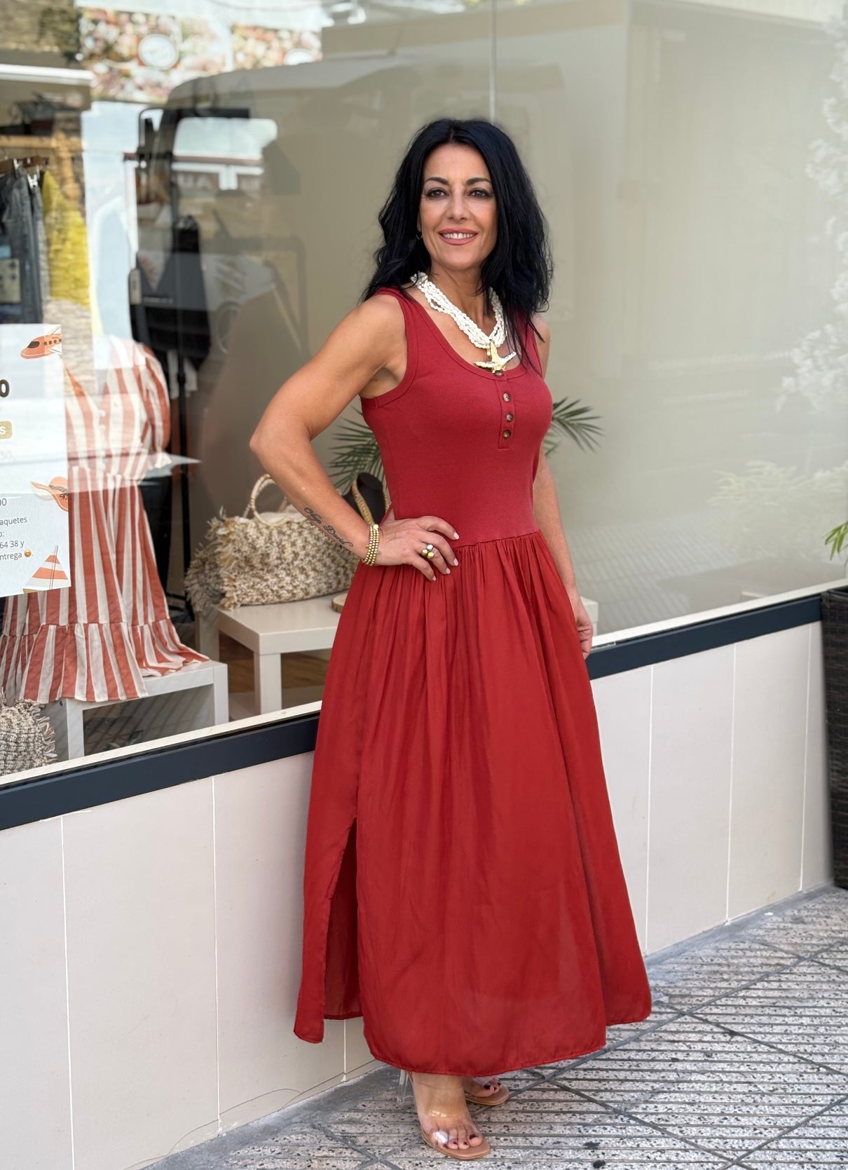 VESTIDO CANDY COMBINADO TEJA