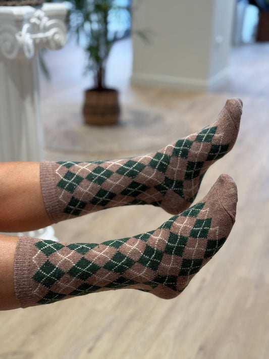 CALCETÍN ROMBO VERDE