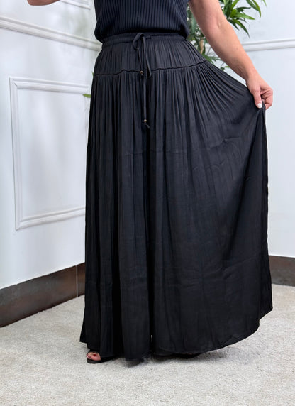 PANTALÓN PALAZZO PLISADO NEGRO