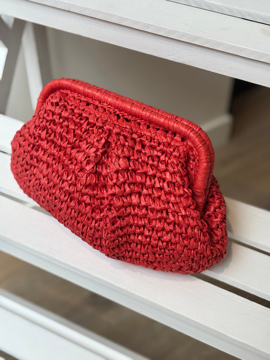 CLUTCH RAFIA ROJO