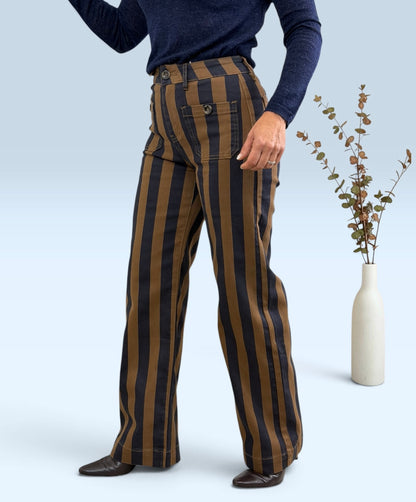 PANTALÓN RAYAS CHOCOLATE Y MARINO