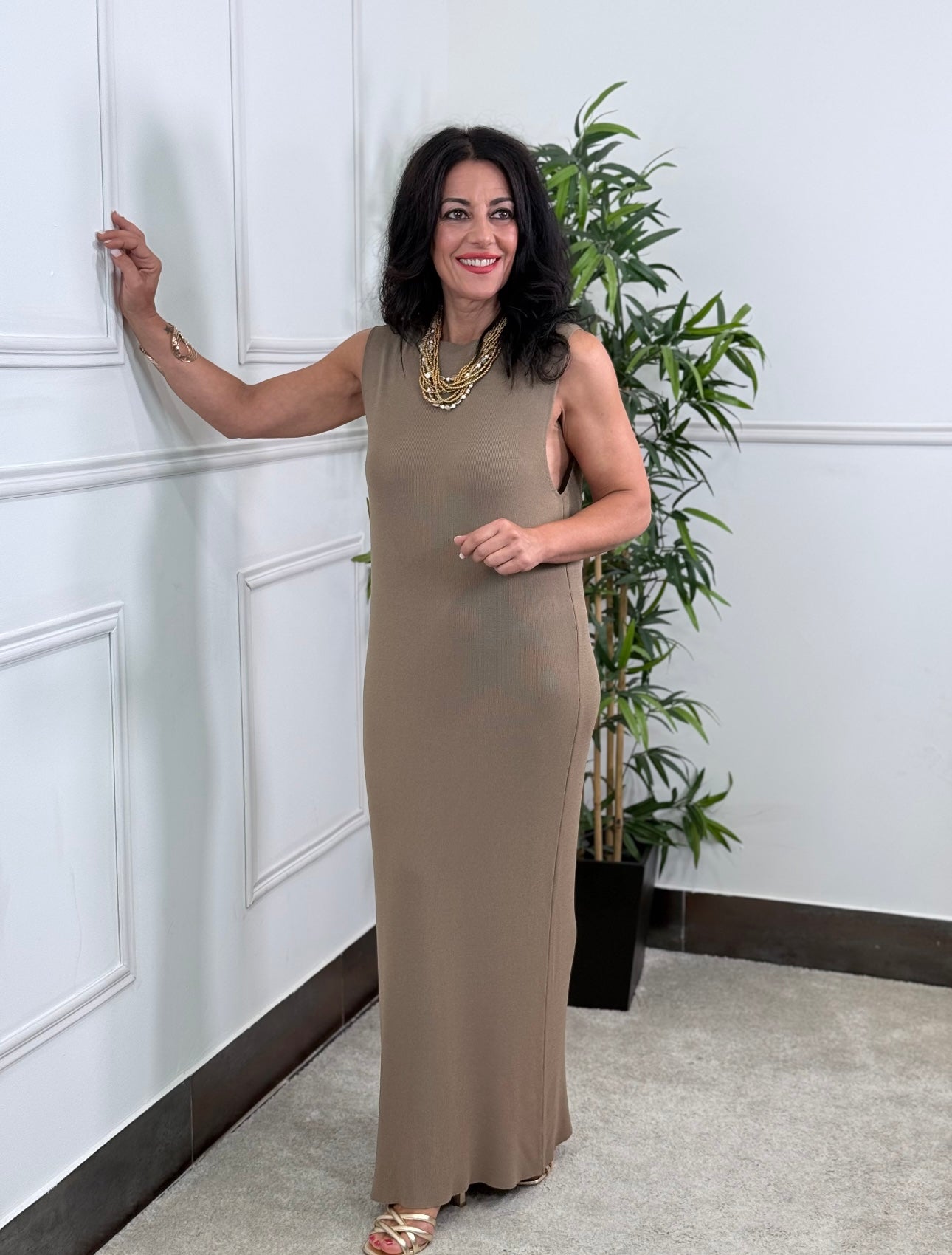 VESTIDO PUNTO DUTTY CAMEL