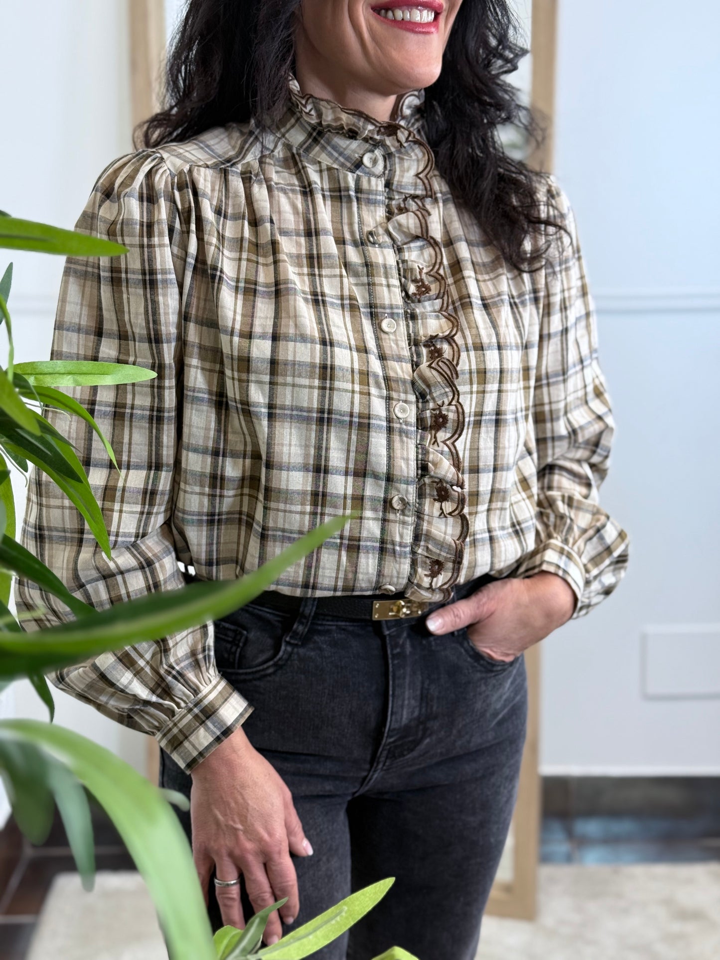 CAMISA TARTÁN CAMEL