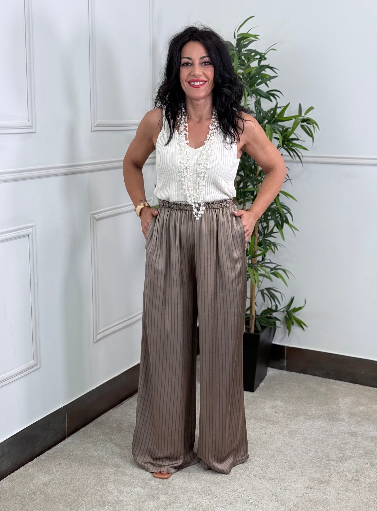 PANTALÓN CALIMA SATINADO CAMEL