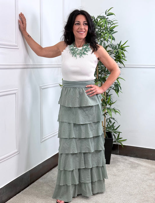 FALDA BOHO VERDE
