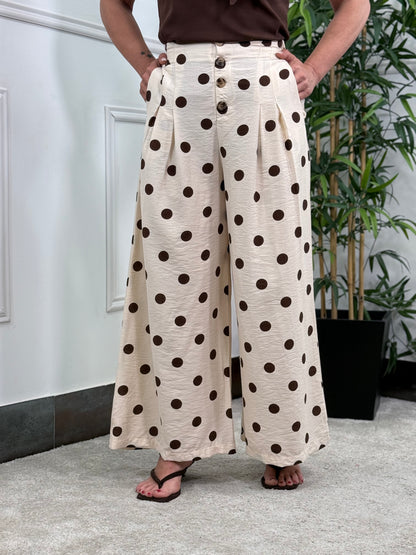 PANTALÓN CULOTTE LUNARES BEIGE