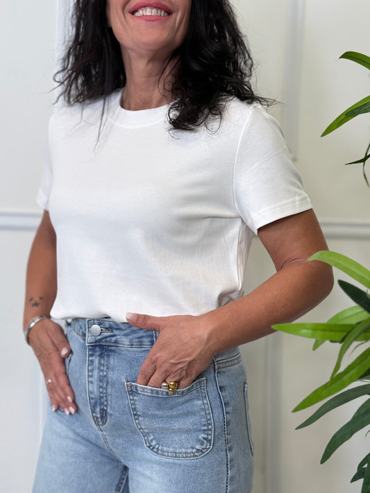 CAMISETA BÁSICA ALGODÓN BLANCA