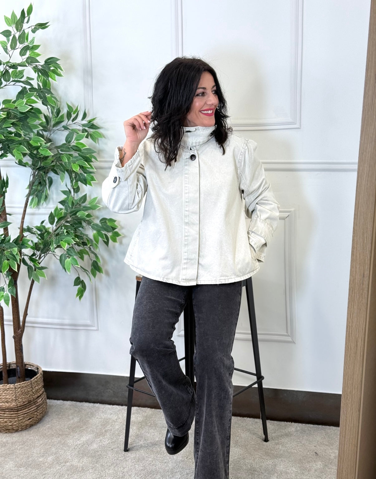 CAZADORA WOMAN DENIM GRIS CLARO