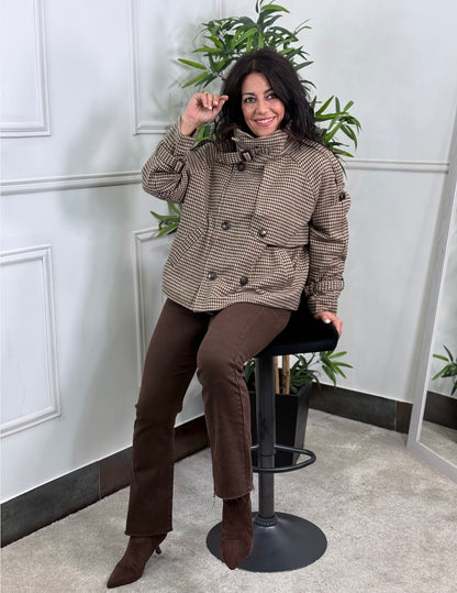 CHAQUETA PATA DE GALLO CHOCOLATE