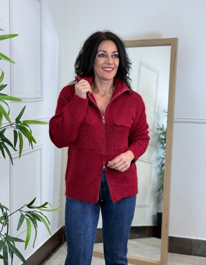 CHAQUETA PUNTO BURDEOS