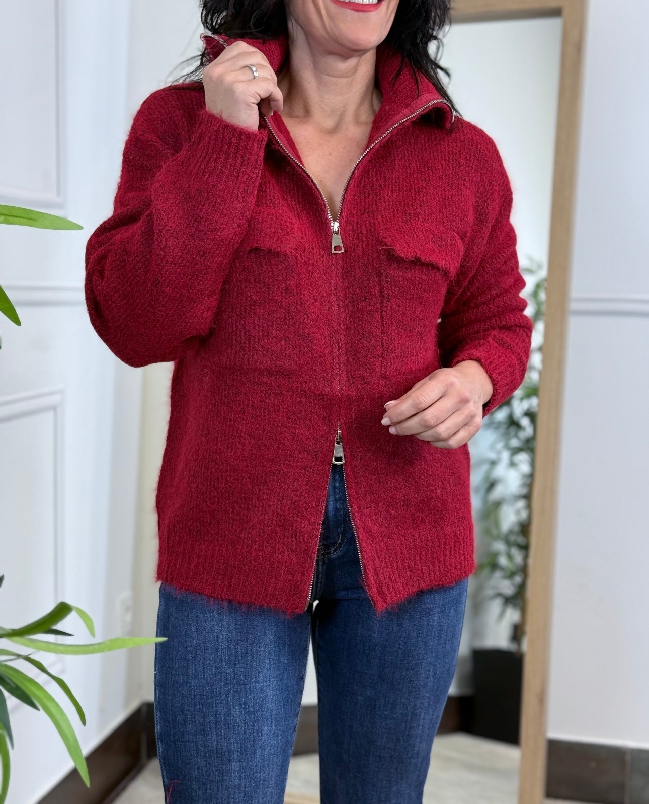 CHAQUETA PUNTO BURDEOS