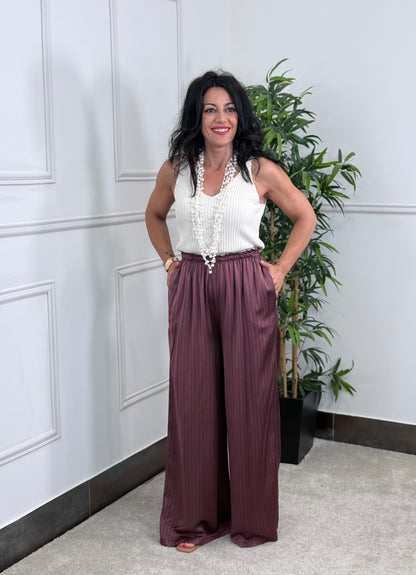 PANTALÓN CALIMA SATINADO BURDEOS