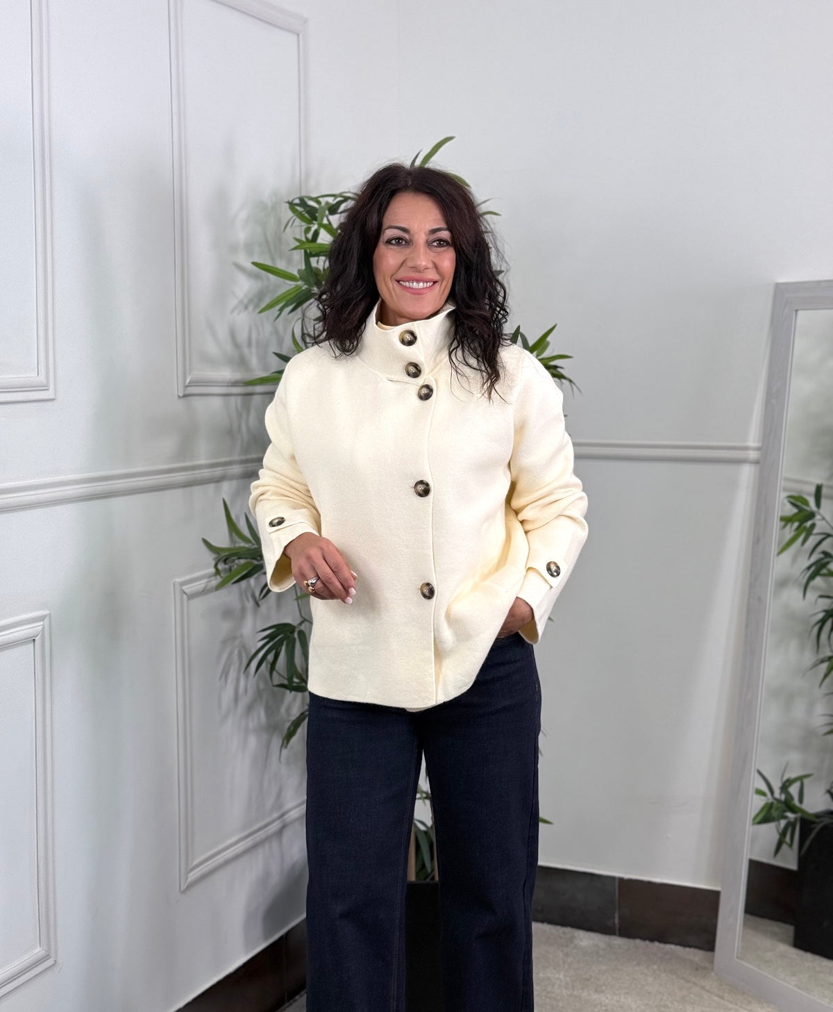 CHAQUETA PUNTO BOTÓN CRUDO