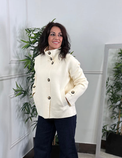 CHAQUETA PUNTO BOTÓN CRUDO