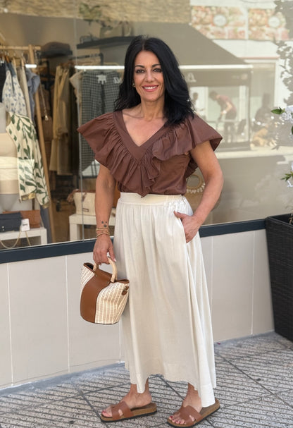TOP TRIANA VOLANTES CHOCOLATE
