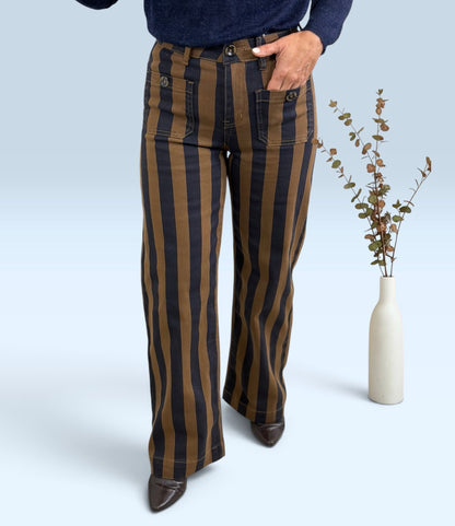 PANTALÓN RAYAS CHOCOLATE Y MARINO