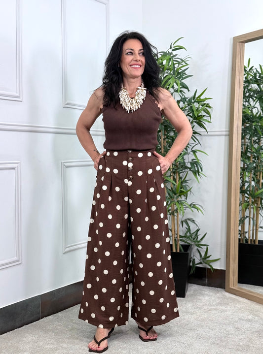 PANTALÓN CULOTTE LUNARES CHOCOLATE