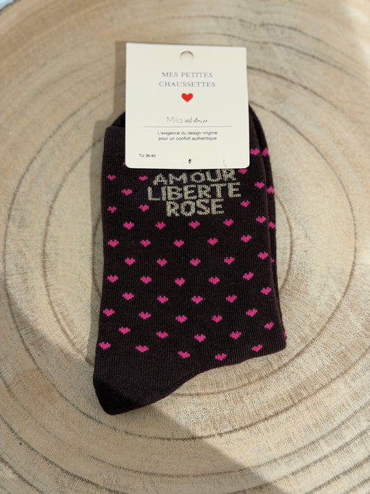 CALCETÍN AMOUR CHOCOLATE Y ROSA