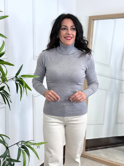 JERSEY BÁSICO CUELLO CISNE GRIS