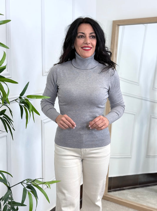 JERSEY BÁSICO CUELLO CISNE GRIS