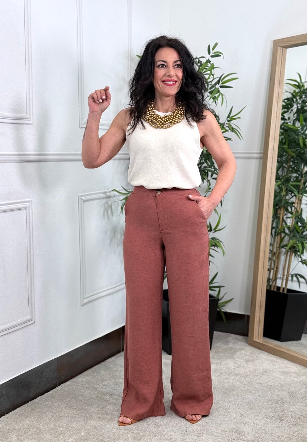 PANTALÓN FLUIDO TERRACOTA