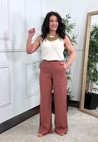 PANTALÓN FLUIDO TERRACOTA
