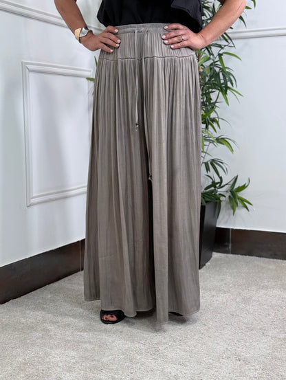 PANTALÓN PALAZZO PLISADO TAUPE