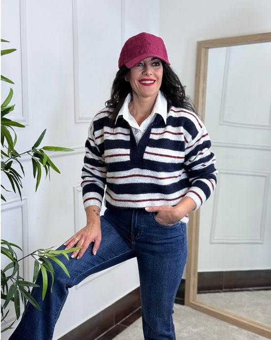 JERSEY STRIPE AZUL MARINO