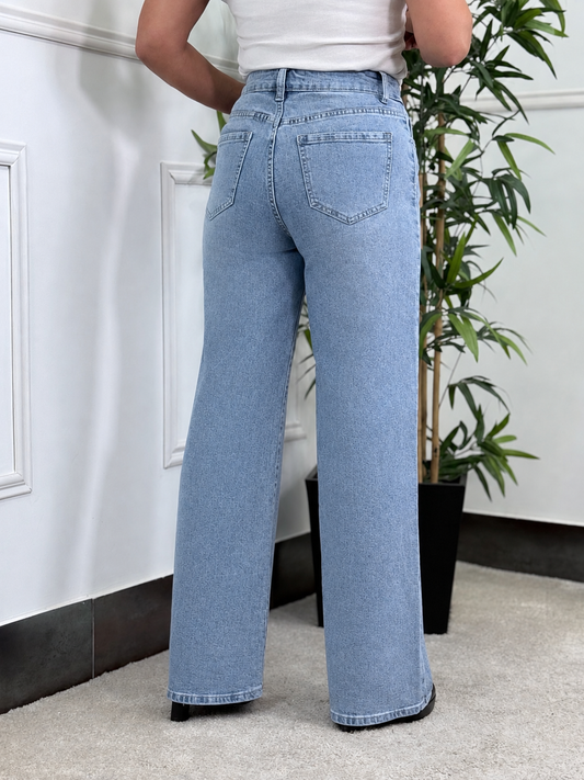 PANTALÓN WIDE LEG DENIM CLARO