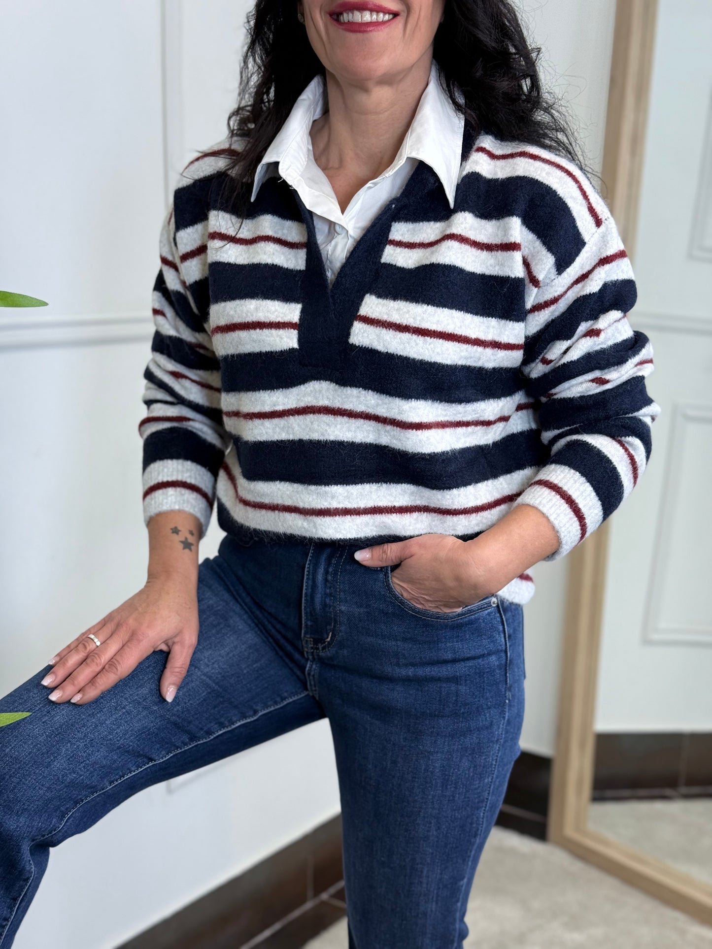 JERSEY STRIPE AZUL MARINO