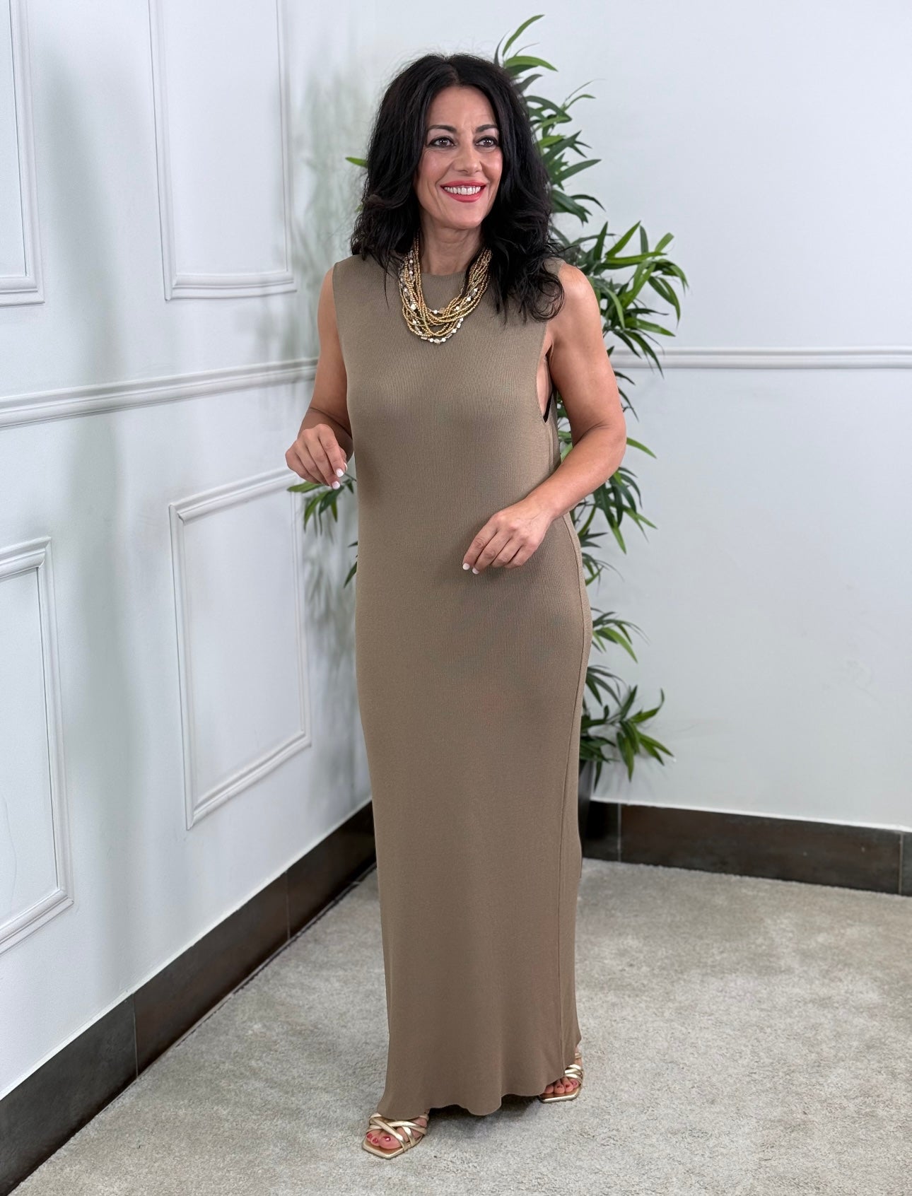 VESTIDO PUNTO DUTTY CAMEL