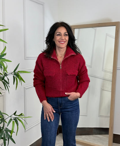 CHAQUETA PUNTO BURDEOS