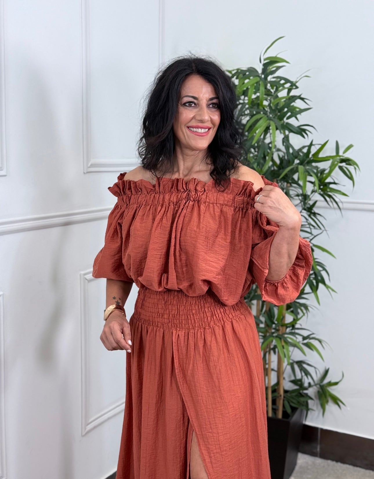 BLUSA BARDOT TEJA