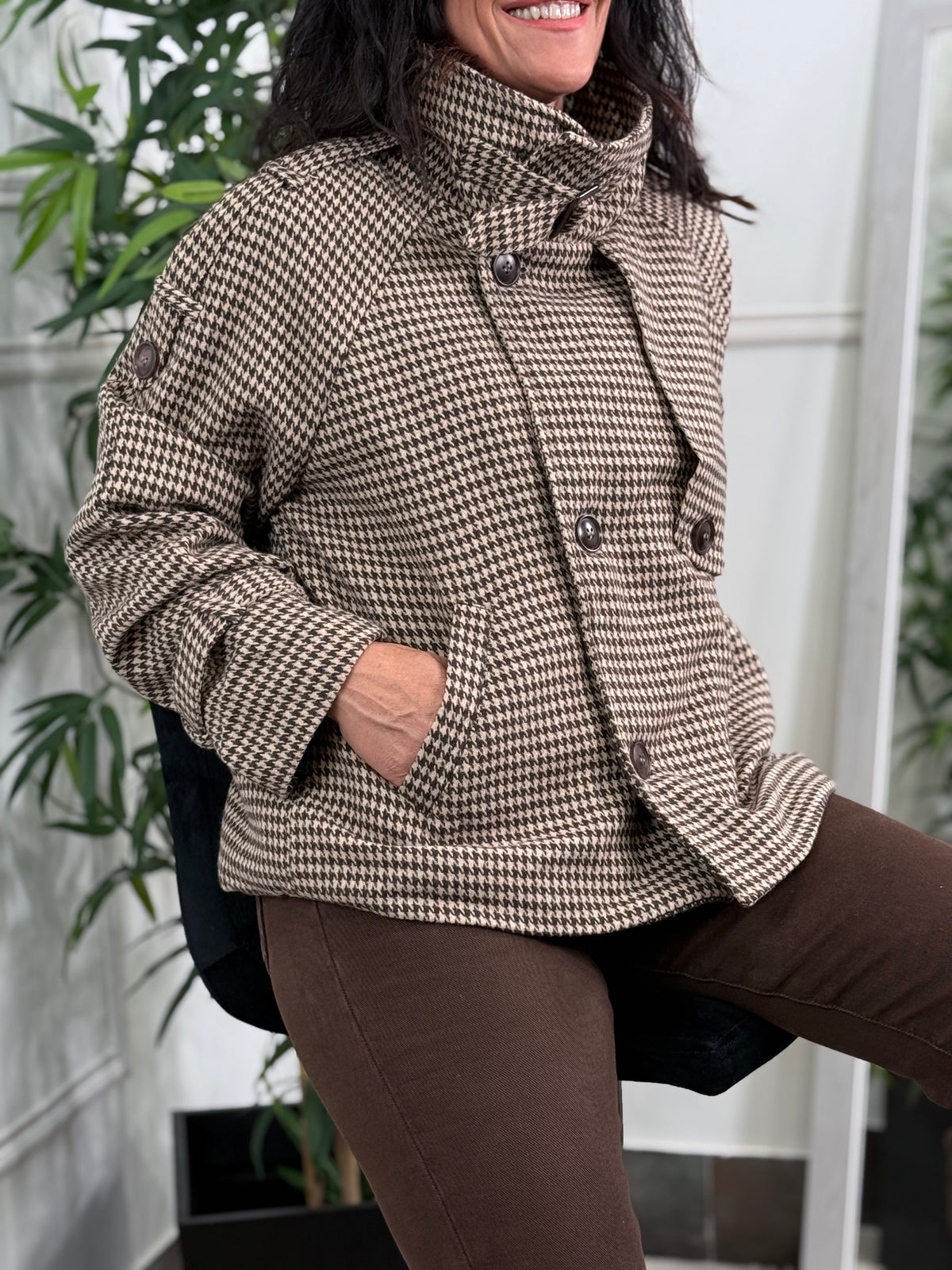 CHAQUETA PATA DE GALLO CHOCOLATE