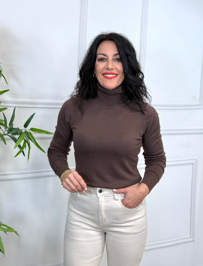 JERSEY BÁSICO CUELLO CISNE CHOCOLATE